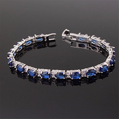GULICX AAA Cubic Zirconia CZ Silver Plated Base Women's Party Jewelry Set Earrings Pendant Necklace - color: Blue Set