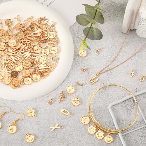 SANNIX Letter Charms, 156Pcs/6 Sets Alphabet ABC Letter Charms 3 Styles | Capital A-Z Charms, DIY Bracelet Necklace Pendants, with 200Pcs Open Jump Rings for Jewelry Making, KC Gold - color: KC Gold