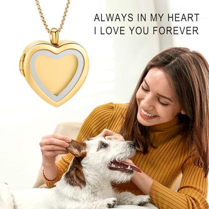 Oinsi Cremation Locket Necklace For Ashes Of Loved One Carry Photo Glass Memorial Urn Jewelry 316L Stainless Steel Keepsake Gifts - color: B-Gold