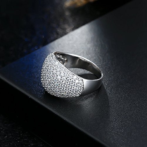Diamond Accent Dome Ring - Sliver Fashion Rings for women Big Hollow Women Wedding Band Cubic Zirconia Statement Rings for women 5-11 - color: White