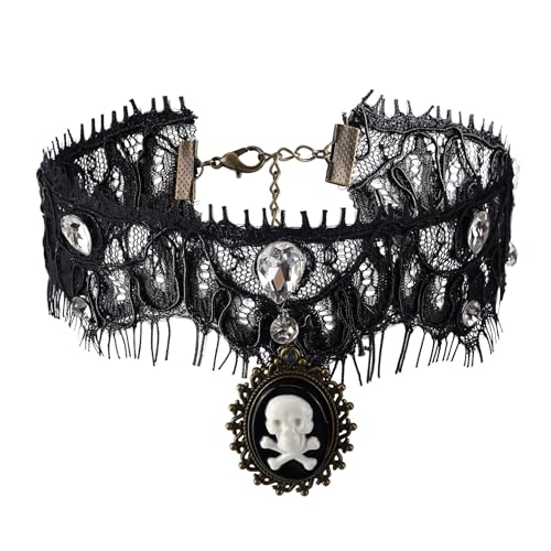 MILAKOO Lace Tattoo Choker for Women Elegant Goth & Elegant Necklace Collarbone Pearl Pendant Collar - color: Black B