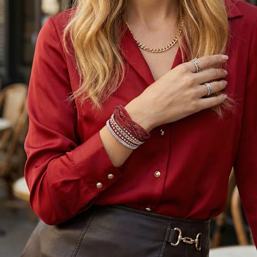 Long tiantian Leather Wrap Bracelets for Women Boho Multi Layered Bracelets Western Jewelry Hot Pink Accessories Birthday Gifts - color: 2287 red