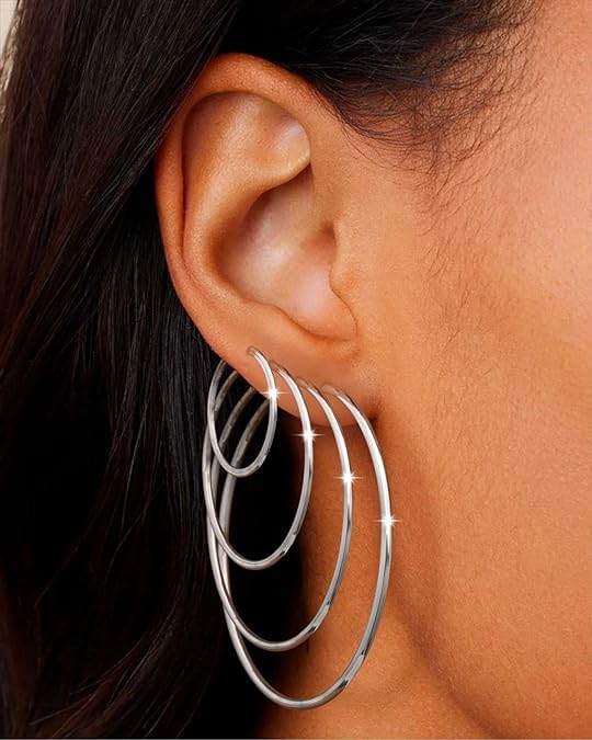 4/10 Pairs Stainless Steel Gold Silver Plated Hoop Earrings Hypoallergenic Dainty Big Small Hoops Earrings Set for Women - color: 4 Pairs Silver Plated Hoop Earrings Set