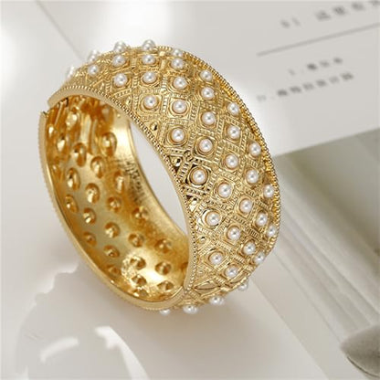 YMBYCM Gold Chunky Bangle Bracelets for Women | Trendy Wide Chunky Cuff Bracelets Wrap Bracelet Fashion Jewelry Accessories - color: C-G