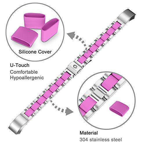 Compatible with Alta Bands Metal, Special Edition Replacement for Alta HR Stainless Steel Bands Adjustable Accessory Wristband Small Large for Alta Bracelet Women Men - color: B5-Silver-Rose