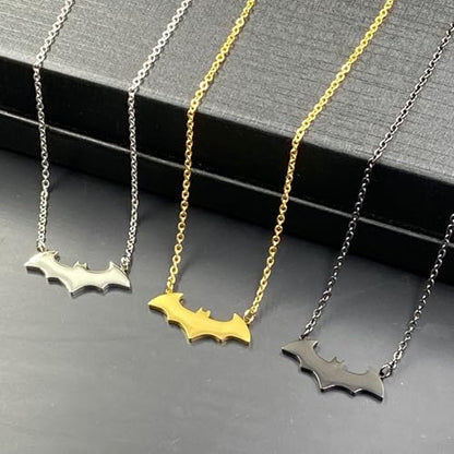 Tapp Collections Stainless Steel Superhero Pendant Necklace - color: Bat-W / Steel Chain / Silver Color