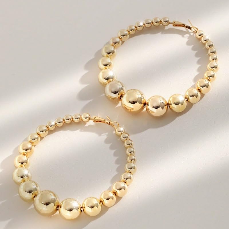 Gold Large Hoop Earrings Lightweight Chunky Gold Earrings Big Hoop Earrings for Women Silver Chunky Earring Gold Statement Earring Fashion Trendy Jewelry - style: A - gold