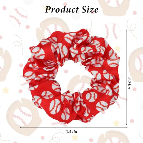 Red Baseball Print Scrunchies 20 Pack Soft Elastic Hair Ties for Women Girls Sports Fan No Slip Game Day Hair Accessories Daily Styling - color: Red Baseball