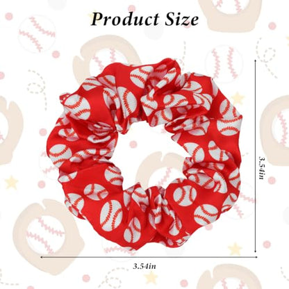 Red Baseball Print Scrunchies 20 Pack Soft Elastic Hair Ties for Women Girls Sports Fan No Slip Game Day Hair Accessories Daily Styling - color: Red Baseball