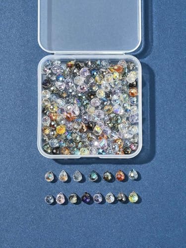 150Pcs Teardrop Glass Beads Electroplate Faceted Crystal Teardrop Beads Colorful Top Drilled Water Drop Charm Bead for Jewelry Making DIY Earring Bracelet Necklace - color: Mixed Color-F