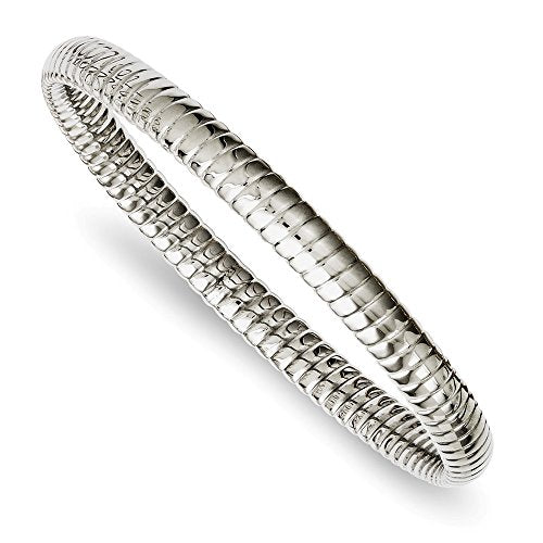 Stainless Steel Textured Hollow Slip-on Bangle