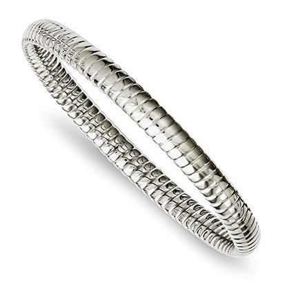 Stainless Steel Textured Hollow Slip-on Bangle