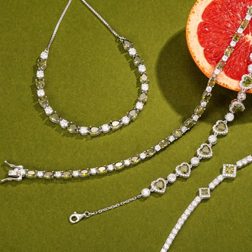 FANCIME Glamour Radiance Sterling Silver Birthstone Tennis Bracelets 7" | Charm Fine Jewelry Birthday Gifts for Women - color: Peridot