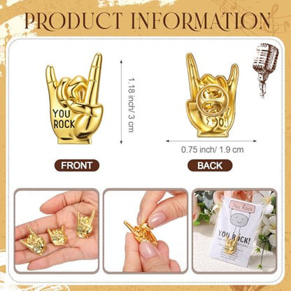 You Rock Enamel Pins Employee Appreciation Gifts Bulk You Rock Gifts for Coworkers Office Staff Work Team Teacher Funny Employee of The Month Lapel Pin Thank Cards Bags - style: Gesture