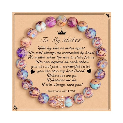 JoycuFF Woman Birthday Gifts Idea Friendship Gifts For Women Best Friends Besties Aunt Female Mom Daughter Granddaughter Gf Anniversary Christmas Graduation Healing Stone Crown Gifts For Her - style: 1.Sister Gift-Colorful Imperial Jasper