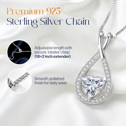Infinity Heart Moissanite Necklace for Women, 1-4 CT | 925 sterling silver pendant, moissanite heart necklace, wife pendant, girlfriend necklace, anniversary jewelry for women - style: 1CT