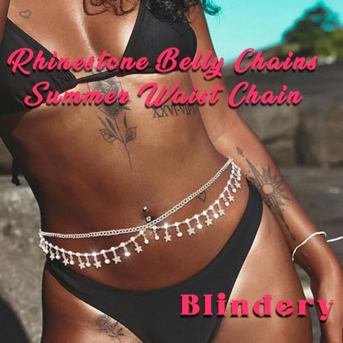 Gold Belly Chain Rhinestone Body Jewelry Chain Plated Waist Chains Layered Body Waist Summer Beach Bikini Jewelry for Women - style: star-silver