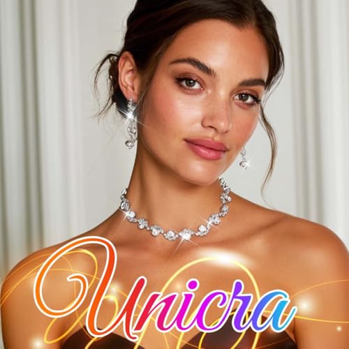 Bride Silver Necklace Earrings Set Crystal Bridal Wedding Jewelry Set Rhinestone Choker Necklace for Women and Brides - color: Green
