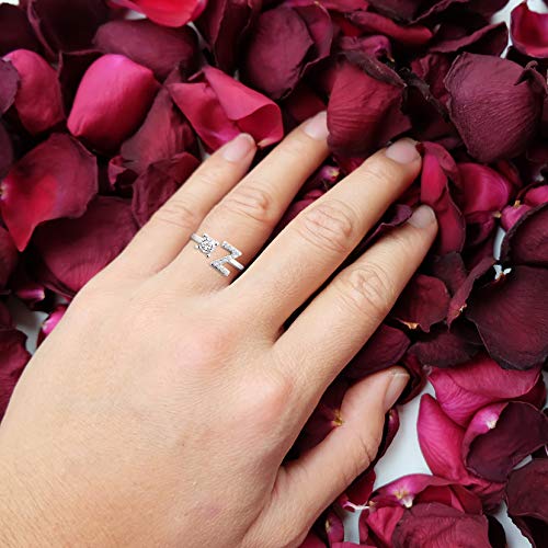 FUTIMELY Initial Letter Ring Alphabet Ring A-Z Silver Crystal Open Adjustable Personalized Initial Ring for Women - style: O