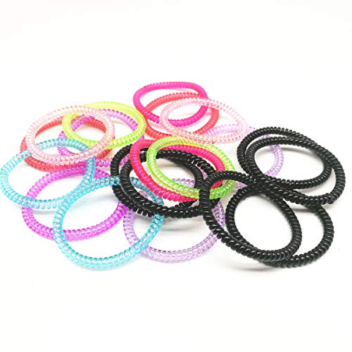 20 PCS Fine Spiral Hair Ties Plastic Coil Ponytail Holder Phone Cord Elastics Accessories for Women Girl
