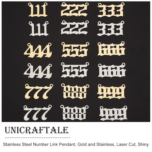UNICRAFTALE 2 Colors Number 1~9 Pendants Stainless Steel Linking Charms Lucky Number Sports Charm Angel Number Necklace 999 Pendants Numerology Jewelry Birthday Gift11.5~12mm long