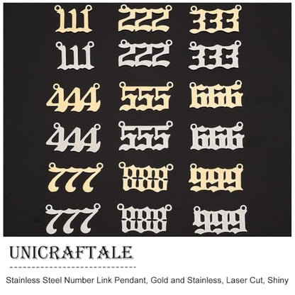 UNICRAFTALE 2 Colors Number 1~9 Pendants Stainless Steel Linking Charms Lucky Number Sports Charm Angel Number Necklace 999 Pendants Numerology Jewelry Birthday Gift11.5~12mm long