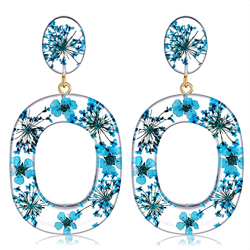 Acrylic Earrings For Women Statement Geometric Earrings Resin Acetate Drop Dangle Earrings Mottled Hoop Earrings Fashion Jewelry - color: I:Blue