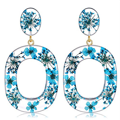 Acrylic Earrings For Women Statement Geometric Earrings Resin Acetate Drop Dangle Earrings Mottled Hoop Earrings Fashion Jewelry - color: I:Blue