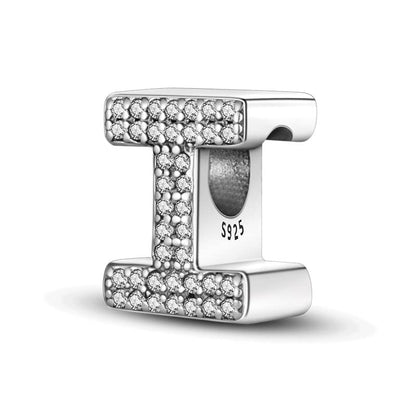 A-Z Alphabet Letter Name Initial Tag Personalized Monogram Surname Birthday Bead Pendant 925 Sterling Silver Dangle Compatible With Pandora Moments Charm Bracelet - style: I Letter Initial Name Alphabet