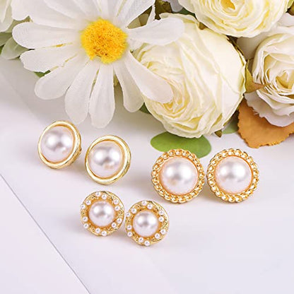 ALEXCRAFT Gold Clip On Earrings 3 Pairs Small Earing Non Pierced for Women - color: Gold Stud