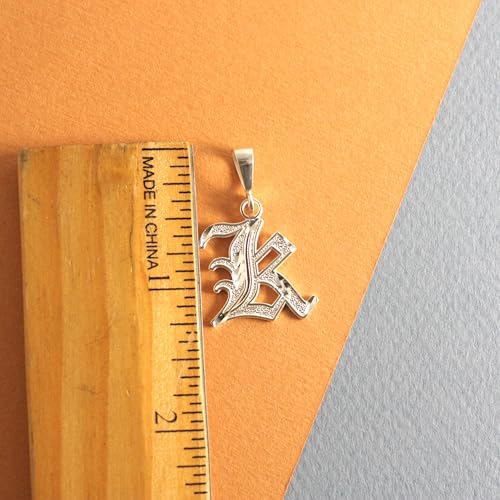Personalized Gothic Old English Sterling Silver Initial A-Z Pendant. - style: M
