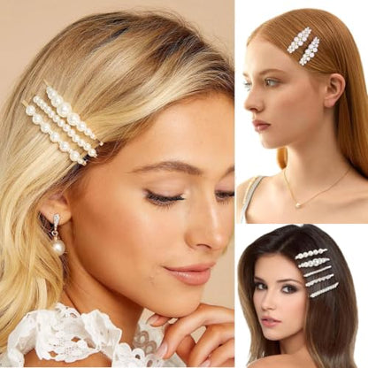 Pearl Fashion 12pcs Hair Clips Set Hair Accessories for Girls and Ladies, Cute Hair Barrettes Bobby Pins, Hairpin Headwear Styling Tools, Gifts for Women Girls Decorative Wedding