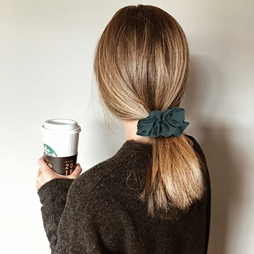 Lolalet Scrunchies for Women, Satin Hair Scrunchies Softer Than Silk Hair Ties for Hair Sleep, Big Scrunchy Ponytail Holder with Elastic Hair Bands for Girls Thick Thin Curly Hair -6 Pack, Style E - color: 5 - Cloth/Grey, Khaki, Flesh Pink, Black, Green,