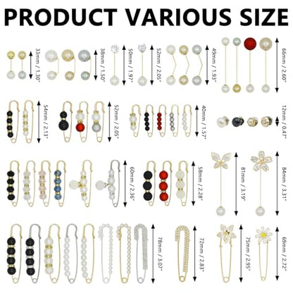 50 Pcs Brooch Pins Faux Pearl Brooch Sweater Shawl Hat Clip Neckline Pins Double For Women Shirts, Sweaters, Hats, Clothing Accessories, Pants Tighten Or Decoration