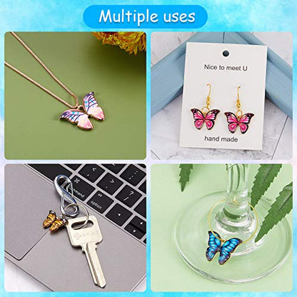 Hicarer 56 Pieces Butterfly Charms for Jewelry Making Colorful Butterfly Pendants Kawaii Enamel Charms for Crafts Bracelets Earrings Necklaces Keychains DIY Supplies