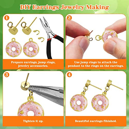 224pcs Earring Studs for Jewelry Making,Gold Plated Stud Earrings Hypoallergenic Stud Earring with Loop Stainless Steel Earrings Posts with Ear Nut for DIY Making,Favors(14K Gold,Silver) - color: 224pcs;14K Gold,Silver