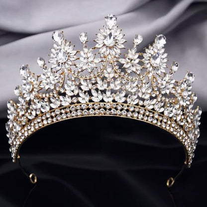 Crowns and Tiaras Jewelry Set for Women.Wedding (Gold Green) | Wedding Crown, Necklace Earrings, Princess Queen Birthday Party, Pageant Bridal, Costume Accessories - color: Gold White