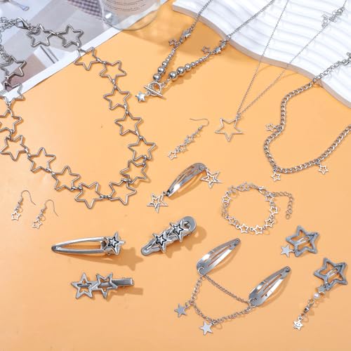 NEWITIN 15 Pieces Gold Bohemian Jewelry Set for Women Turquoise Jewelry Set | Costume Gold Jewelry, Western Jewelry, Belt Chain Necklaces Bracelets Rings Earrings Set for Women Party Daily, Women Gifts - color: Silver