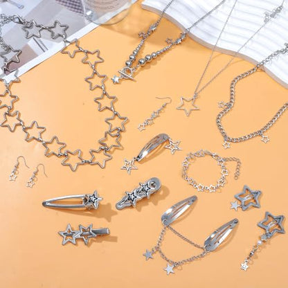 NEWITIN 15 Pieces Gold Bohemian Jewelry Set for Women Turquoise Jewelry Set | Costume Gold Jewelry, Western Jewelry, Belt Chain Necklaces Bracelets Rings Earrings Set for Women Party Daily, Women Gifts - color: Silver
