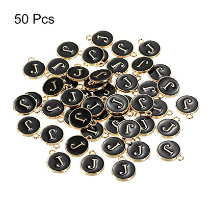 MECCANIXITY Alphabet Letter Charm Double Sided Alphabet Pendant, for Earring Jewelry Making - style: J