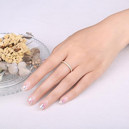 JewelryPalace 6 Stone Cubic Zirconia Half Eternity Stackable Wedding Rings for Women, 14K White Yellow Rose Gold Plated 925 Sterling Silver Promise Rings for Her, Simulated Diamond Wedding Band Ring - color: H-eternity-yellow gold plated