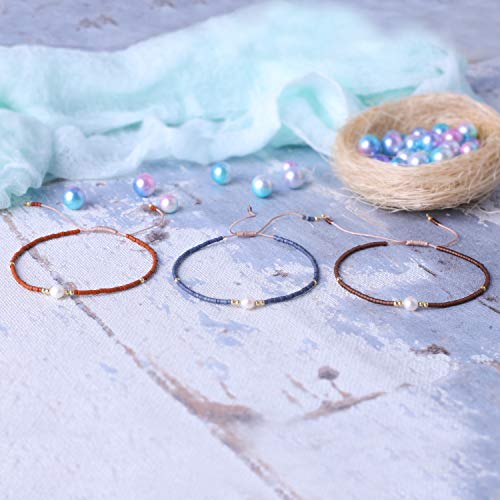 KELITCH 3 PCS Natural Pearls Bracelets Women Strand Thin Rope Friendship Bracelets Handmade Stack Charm Bracelets - color: 02R