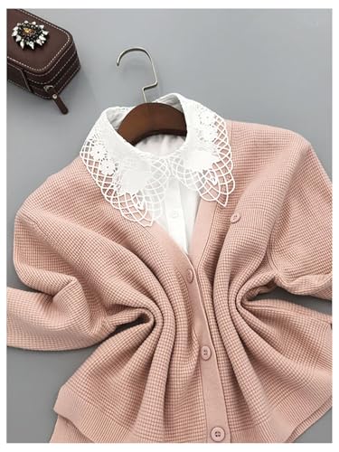 Verdusa Women's Fake Collar Detachable Dickey Collar Half Shirts Blouse - color: White Floral