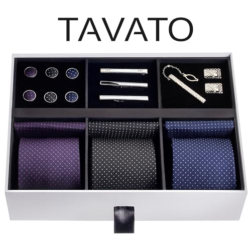 Premium Men’s Gift Tie Set Silky Necktie Pocket Squares Tie Clips Cufflinks For Men - color: Men's Style 2
