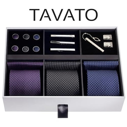 Premium Men’s Gift Tie Set Silky Necktie Pocket Squares Tie Clips Cufflinks For Men - color: Men's Style 2