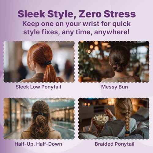 Goody Ouchless Half Inch Satin Scrunchies, Frizz Fighting, No Damage Scrunchies, All Hair Types, Gentle, Secure & Creaseless Hair Ties for Day and Overnight, Gifts for Women & Girls, 5 Ct, Black - style: Half Inch/Medium