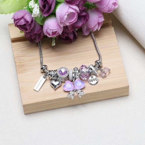DS Charm Bracelets for Girls Adjustable Silver Stainless Steel Gift Box | Cute Cartoon Charms,Friendship Jewelry,Birthday Gifts,Teen Kid Fit, Tarnish Resistant,Stackable Trendy Daily Wear - style: Silver-butterfly 5