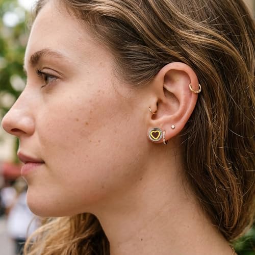 ARTFAN Ear Gauges Tunnels - 2PCS Stainless Steel Plugs for Stretched Ears, Cute Heart Ear Plugs Gauges for Women Men, Hypoallergenic Body Piercing Jewelry - size: 00g (10mm)