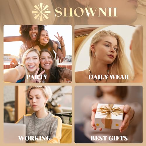 SHOWNII Chunky Gold Hoop Earrings - 14K Gold Plated Earrings for Women Hollow Tube Lightweight Thick Hoops 20/25/30/40mm Valentines Graduation Mother's Day Birthday Gifts - color: 40 Millimeters-Rose Gold Plated