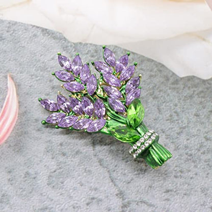 Lavender flower brooch crystal rhinestone tulip brooch elegant accessories jewelry women brooches and pins fashion jewelry wedding flowers lapel pin - color: Purple
